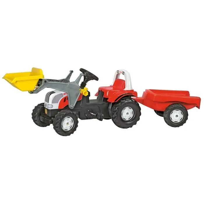 Tracteur à pédales ROLLY TOYS - STEYR 6190 avec chargeur et remorque - Jaune - A partir de 3 ans-0