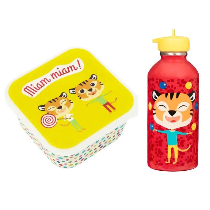 Boîte à goûter + Gourde Enfant - Tigre-0