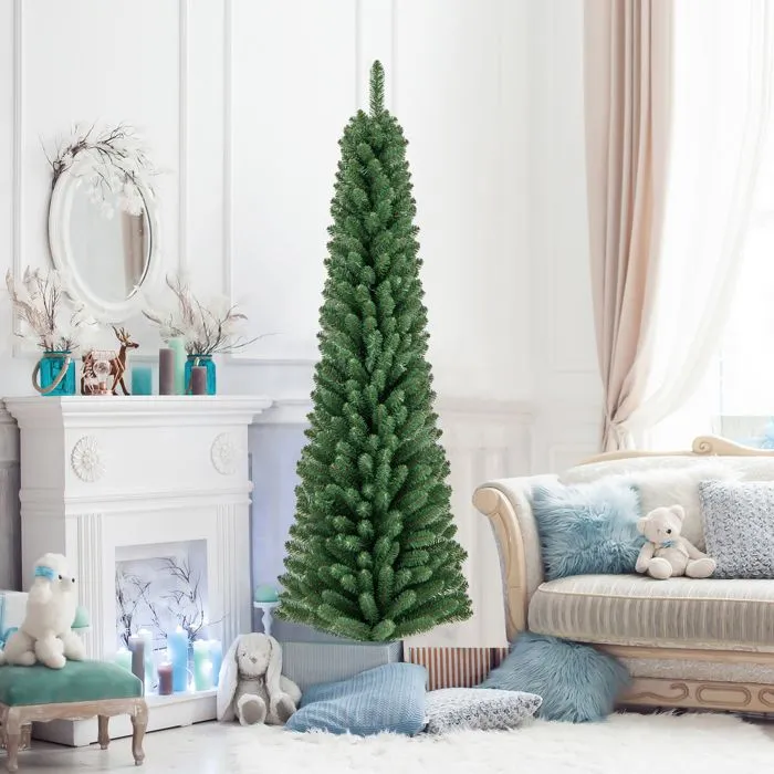 COSTWAY Sapin de Noël Artificiel 180 cm, 392 Branches en PVC, Support en Métal, Décoration de Fêtes pour Maison, Magasin, Bureau-0