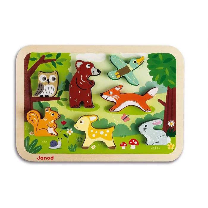 Puzzle Forêt 7 pcs en bois JANOD - Dès 18 Mois-1