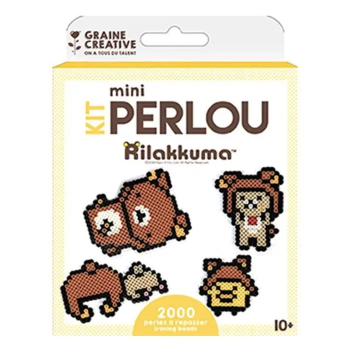 Mini Kit Perles à repasser - Rilakkuma - 4 personnages kawaii en perlou - Marron/Multicolore-0