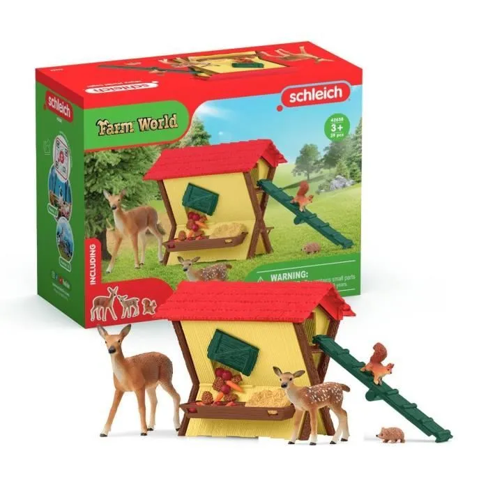 Cabane des animaux de la forêt, Coffre schleich 42658 Farm World, pour enfants dès 3 ans-0