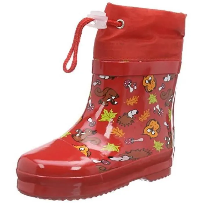 Bottes de pluie bébé - Playshoes - Low Forest Animals - Rouge - Caoutchouc - Basse-0