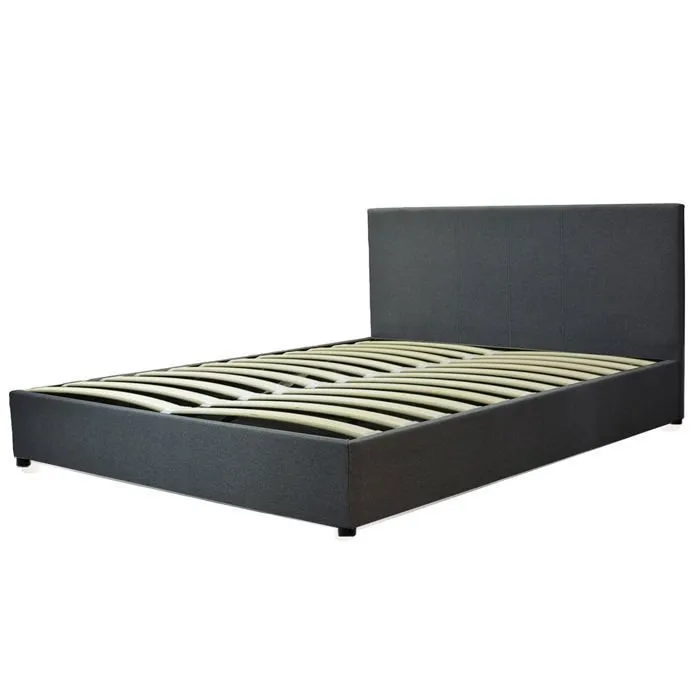 Lit Coffre Prestige 140 x 190 by Sampur | Tissu Gris foncé | Sommier à Lattes en Bois + Tête de Lit inclus - Design Moderne-3