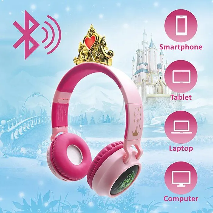 Casque pour enfant - LEXIBOOK - Disney Princesses - Bluetooth 5.0 - Couronne lumineuse - Design mignon-2