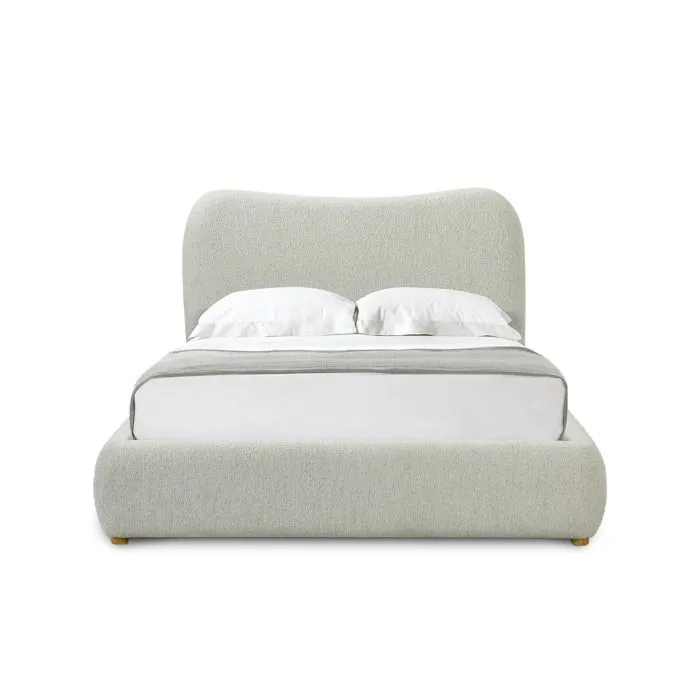 KAROLINA - Lit double design effet peau de mouton blanc écru 140x190 cm-3