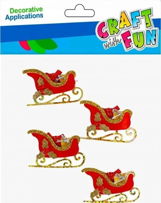 Objet de decoration murale Craft with fun - CFBN321 - DÃCORATION BN AUTOCOLLANTS TraÃ®neau 4PCS CF PBH 12/144-0