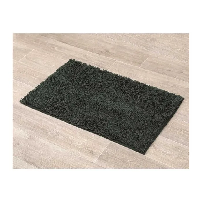 TENDANCE - Tapis de salle de bain Vert Sapin en Microfibre chenille 50 x 80 cm-1