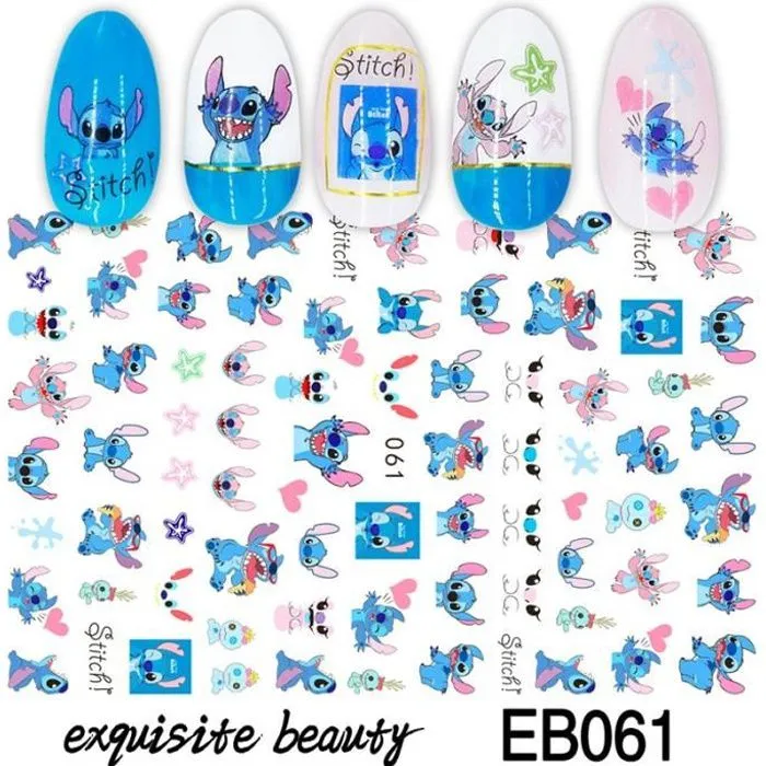 A 1pc -Lilo &amp Stitch – autocollants d'ongles pour enfants, jouets Disney, accessoires de manucure, Cool, peinture, dessin animé d-0