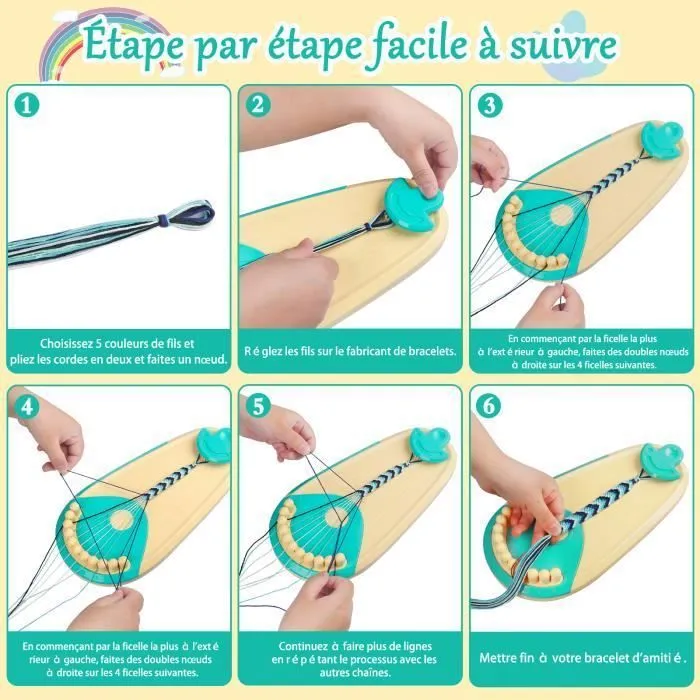 Kit Bracelet Fille, Kit d'artisanat de Bracelet d'amitié pour Filles 6-12 ans, DIY Kit Créatif Enfant Jouet Cadeau de Anniversaire-2