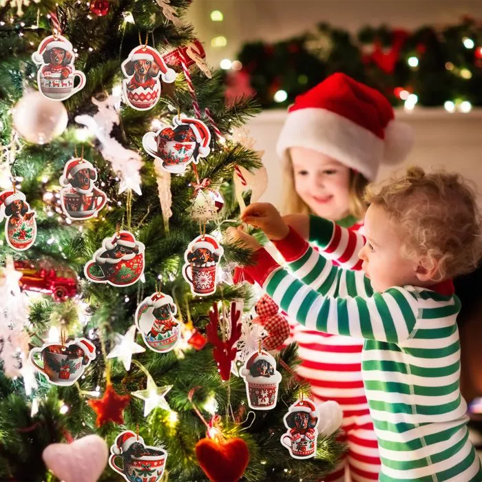 Calendrier de l'Avent Teckel compte à rebours de 24 jours jusqu'à Noël avec pendentif amusant teckel, décoration d'arbre de Noël-1
