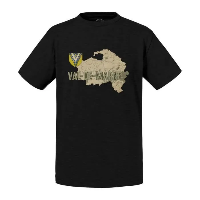 T-shirt Enfant Noir Val de Marne 94 Département Créteil Carte Ile de France-0