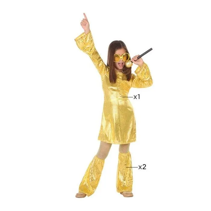 Déguisement Fille Disco Doré-0