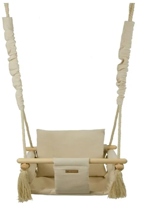 Balançoire en bois - Confortable - 10 mois et plus - Coton - Décoration chambre enfant - 20 kg max-5
