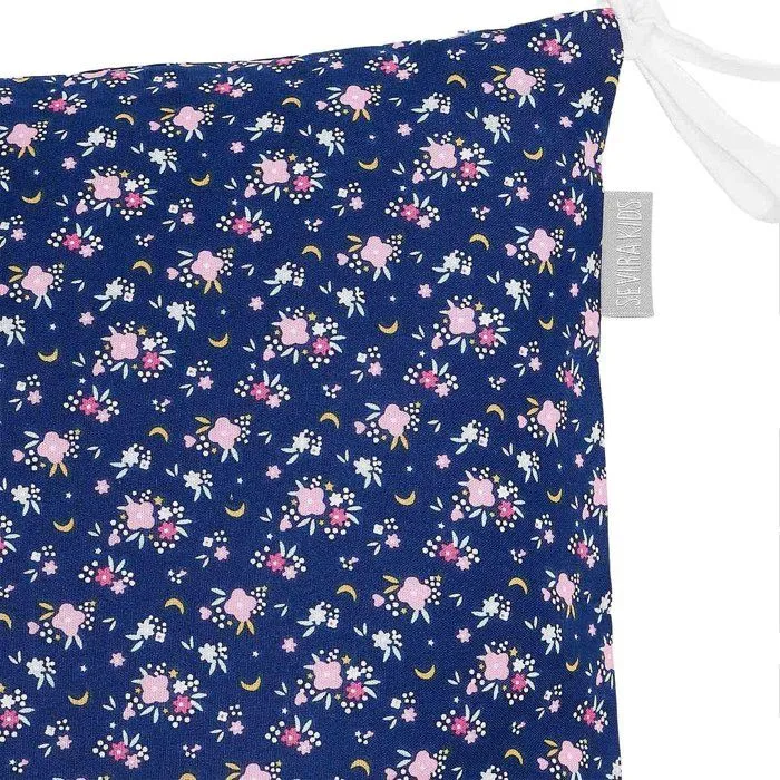 Sevira Kids - Taies de coussin pour tour de lit modulable, FAIRY FLORE Bleu Marine TU-2