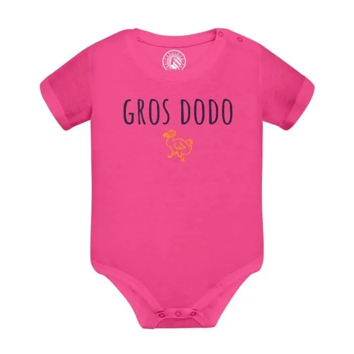 Body Bébé Manche Courte Rose Gros Dodo Blague Humour Animal Insomnie-0