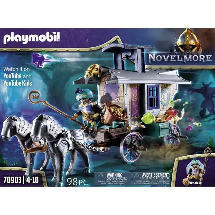 PLAYMOBIL - 70903 - Novelmore - Marchand et chariot avec cachette secrète et canon caché sur le toit-8