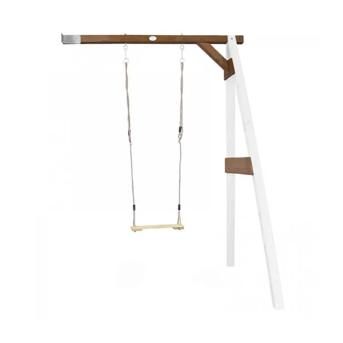 Portique mural en Bois FSC Blanc / Marron avec Balançoire Enfant - AXI - 1 Balançoire - Mixte - 160x171x207cm-1