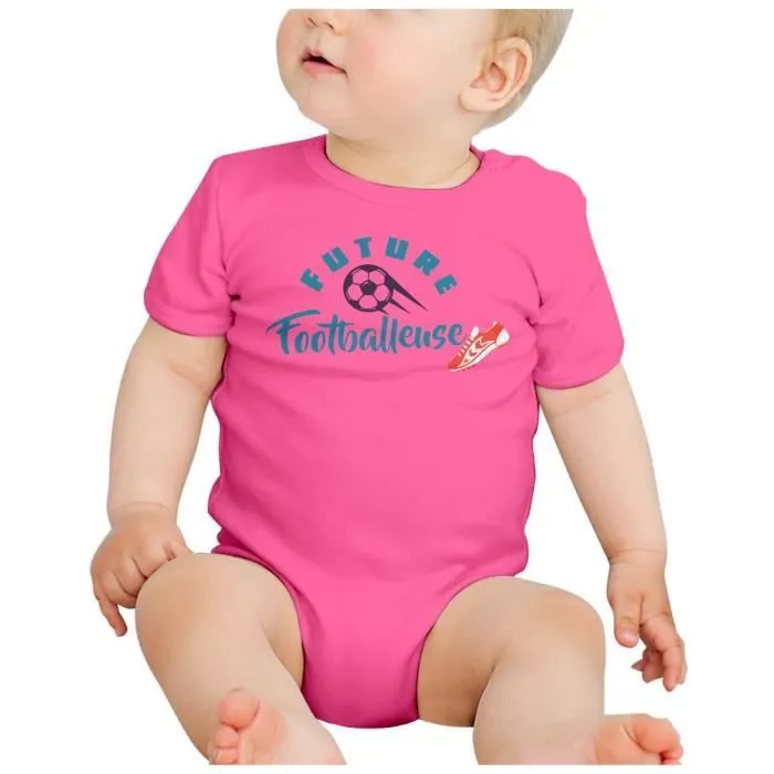 Body Bébé Manche Courte Rose Future Footballeuse Sport Passion Foot-1