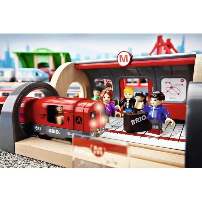 Circuit de train en bois BRIO World Circuit Metro - Coffret complet 20 pièces - Ravensburger - Mixte dès 3 ans-4