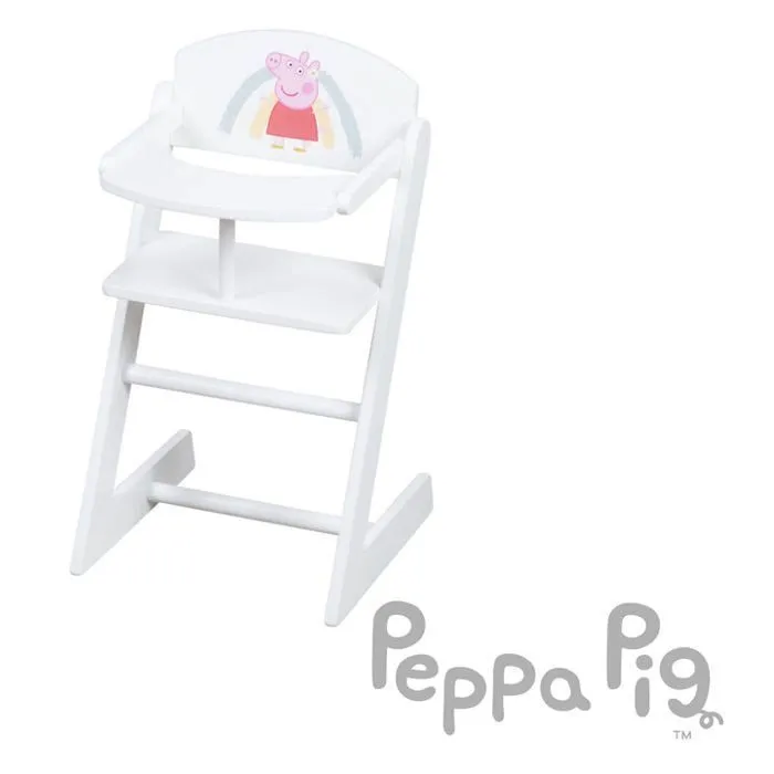 Chaise Haute de Poupée en Bois Peppa Pig - ROBA - Motif Truie - Blanc / Rose-4