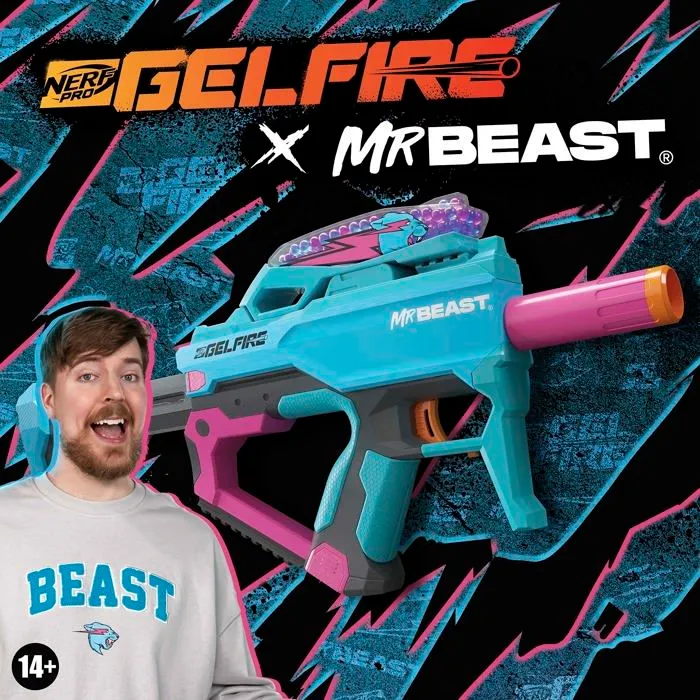 Nerf - F7633 - Pro Gelfire X MrBeast Blaster, 1600 Gelfire Rounds, 300 Round Hopper, Batterie Rechargeable, Lunettes-3
