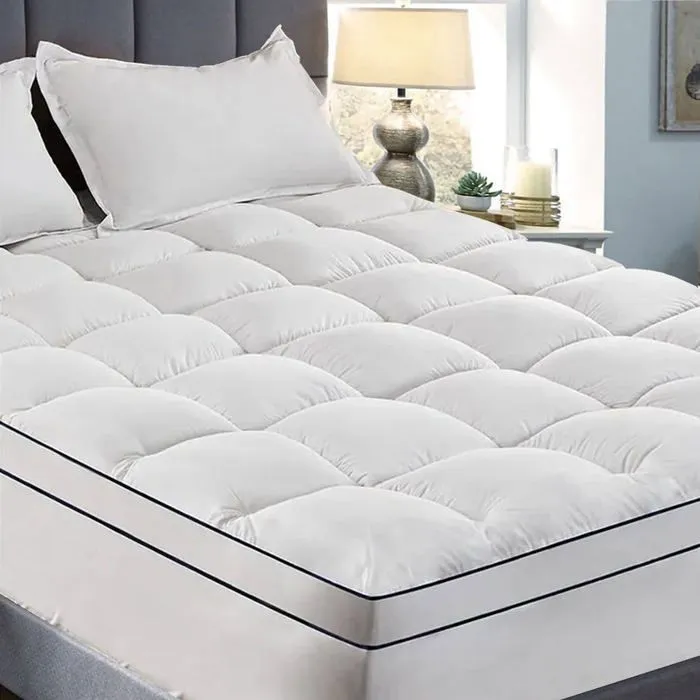 Surmatelas Plumes 90x190 by Sampur | 100% Plumes de Canard | Mi-Ferme et Moelleux | Épaisseur 8 cm-1