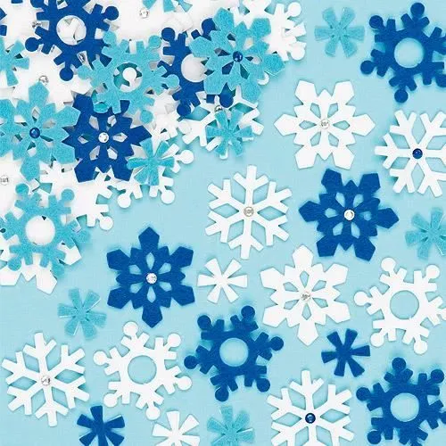 Autocollants Flocons de Neige en Feutrine pour enfants à utiliser pour les décorations de cartes, loisirs créatifs (Lot de 78)-0