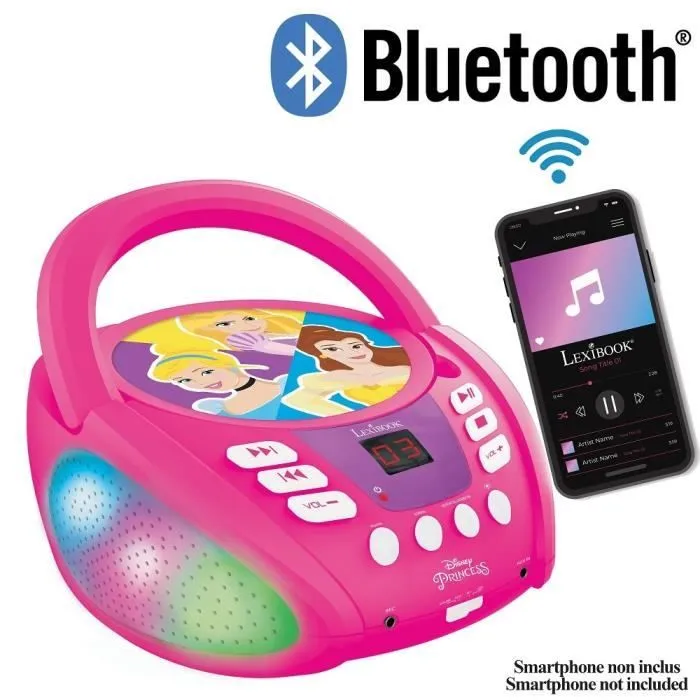 Lecteur CD Bluetooth Disney Princess avec Effets Lumineux-1
