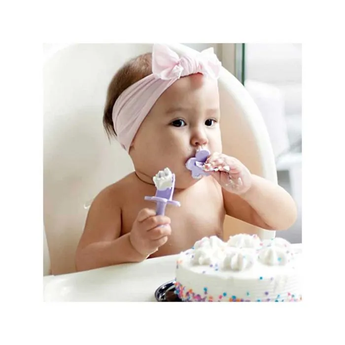 Set de 2 couverts d'apprentissage ergonomiques Rose clair - GRABEASE-1