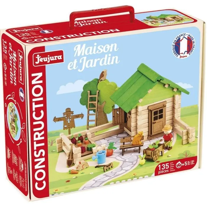 Jeu de Construction Maison et Jardin - JEUJURA - Bois Naturel - 135 Pièces-0
