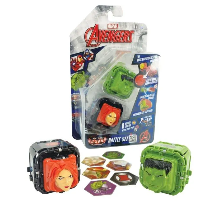 Battle cubes - BAV00200 - Lot de 2 Cubes de Combat Avengers - Hulk et Veuve Noire, Papier Roche, Jeu de Ciseaux-0