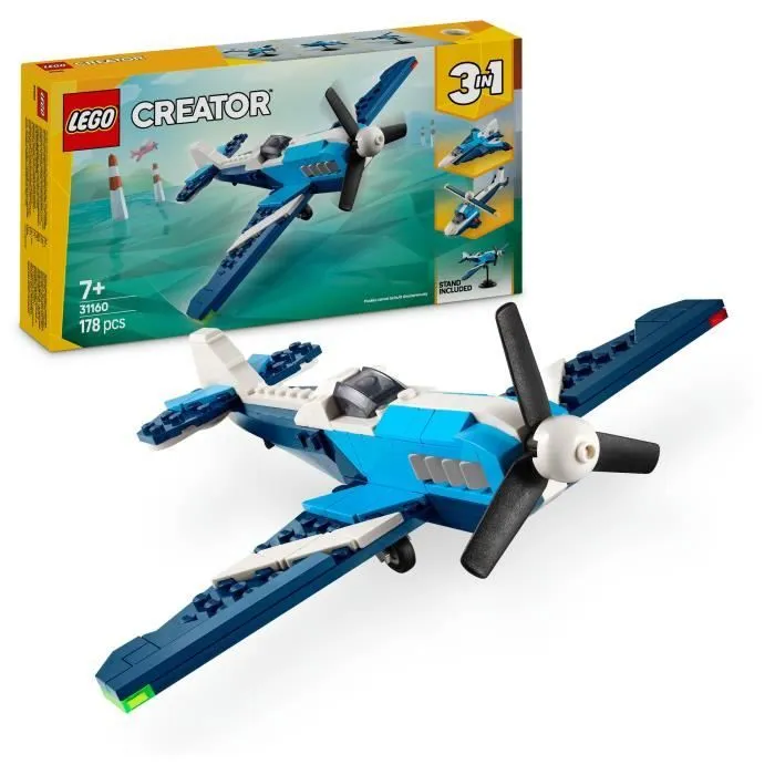 LEGO Creator 31160 3-en-1 Aéronef : l’avion de course - Jeu de construction dès 7 ans-0