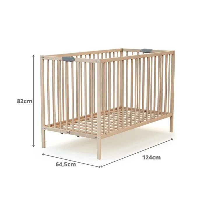 Lit bébé pliant AT4 Webaby Hêtre Brut 60 x 120 - AT4 - Hêtre massif - Beige - Bébé-2