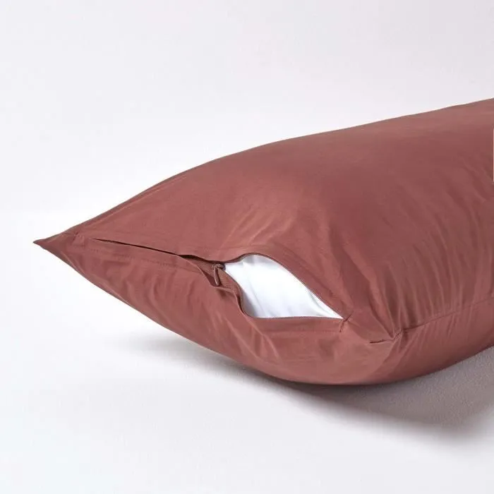 Taie d'oreiller - Homescapes - Chocolat - 40 x 80 cm - 100% Coton égyptien - 200 fils-2