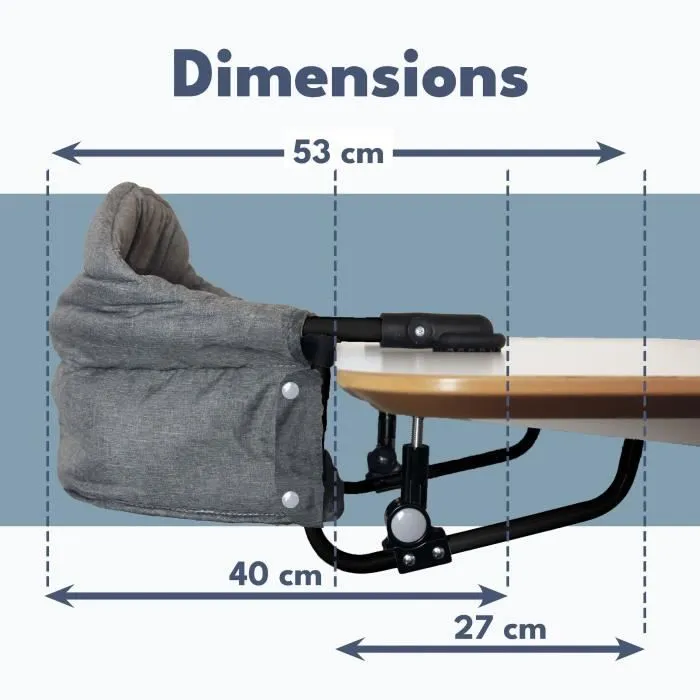 Siège de table réhausseur LOOPING - Dossier Confort - Déhoussable et Lavable Machine - Fixation Multi-points-2