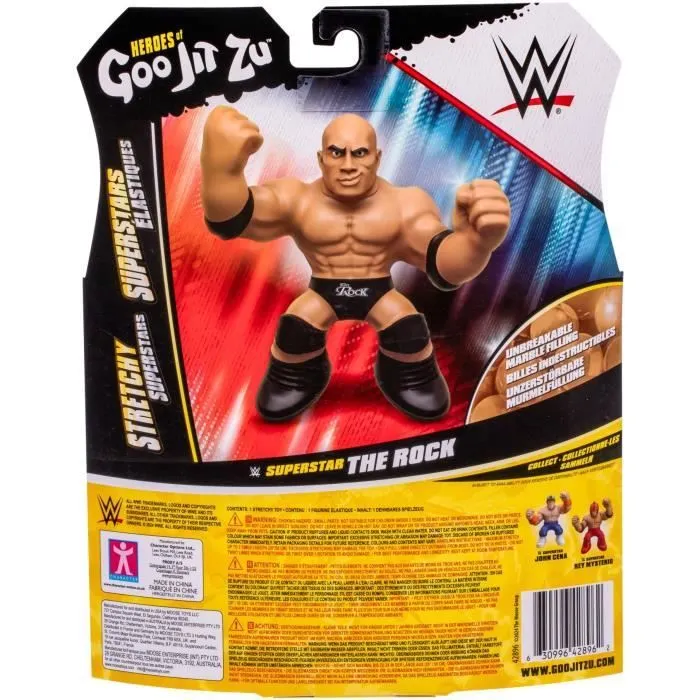 Figurine extensible - GOO JIT ZU WWE - The Rock - 11 cm - Texture élastique - Extensible 3x-5