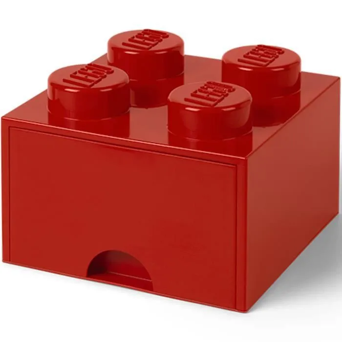 LEGO 40051730 Boîte bac Brique de rangement empilable Légo 4 plots 1 tiroir Plastique Rouge H18 x 25 x 25 cm-1