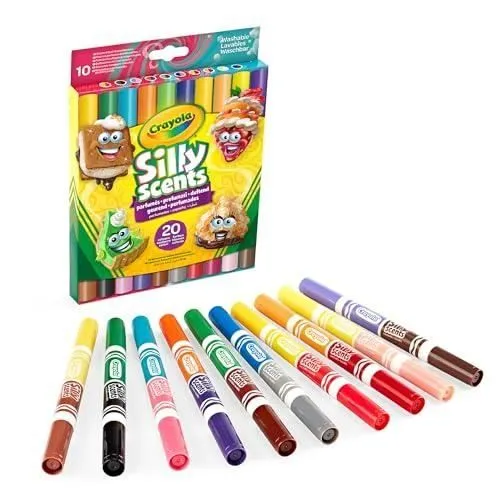 Feutres Parfumés Lavables - CRAYOLA - SILLY SCENTS - 10 Feutres - Double Pointe Maxi - 20 Parfums-0
