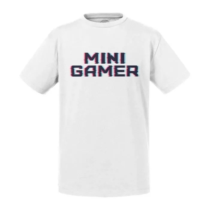 T-shirt Enfant Blanc Mini Gamer Retro Gaming Jeux Vidéo Arcade-0