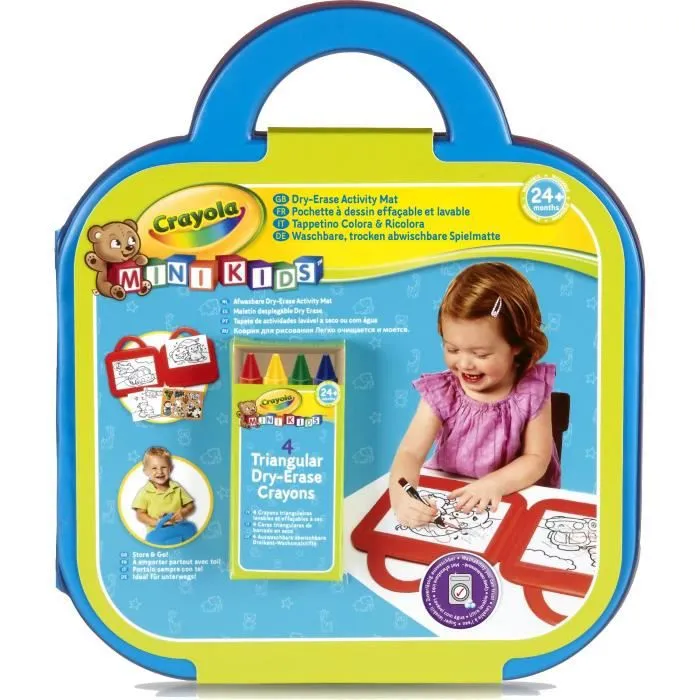 Crayola - Mini Kids - Mon 1er pupitre effaçable à sec - Jouet pour enfant - Bleu - Mixte-0
