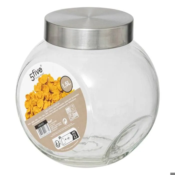 Bocal à bonbons en verre et inox - Secret de Gourmet - 16 x 11.5 x 16 cm-4