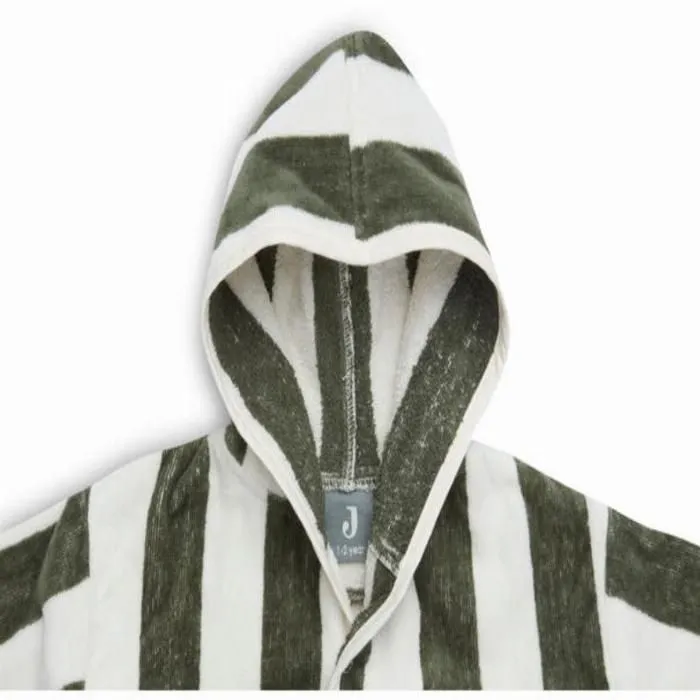 Peignoir coton biologique 3-4 ans Stripe Éponge Vert Cendré GOTS - Enfant-2