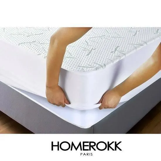 Protège matelas - HOMEROKK - 180 x 200 cm - Imperméable - Respirant - 40% Bambou-0