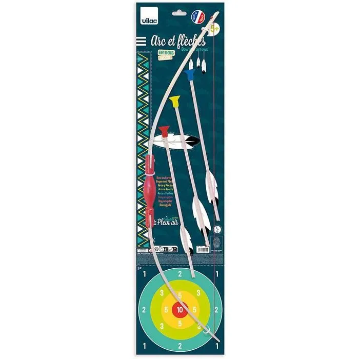 Arc en bois pour enfant VILAC - Grand arc de 95 cm avec 4 flèches-2