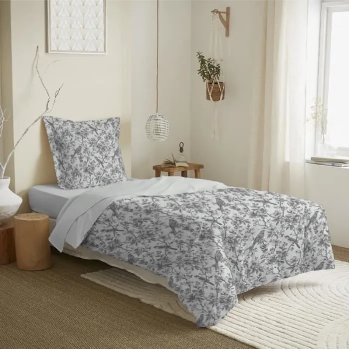 Parure de draps 3 pièces pour lit 90 x 190 cm Bérengère nuage-0
