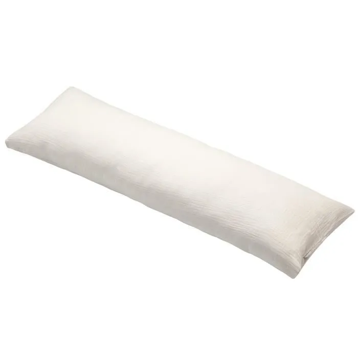 Housse en gaze de coton pour traversin plat Jeanne 160 cm Beige-0