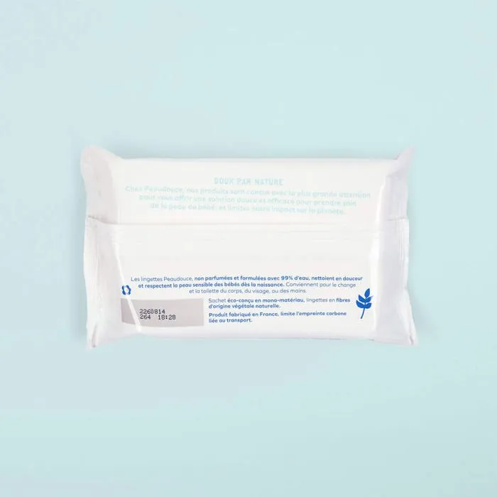 60 Lingettes Bébé à l'eau non parfumées Peaudouce-1