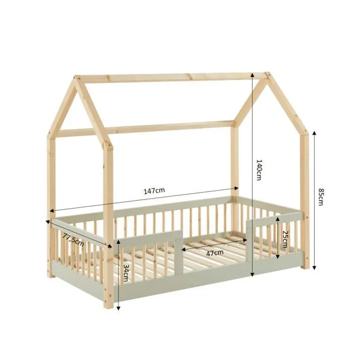 Lit cabane avec barrières Explorateur Ivoire 70x140 - Laïba Kids-1