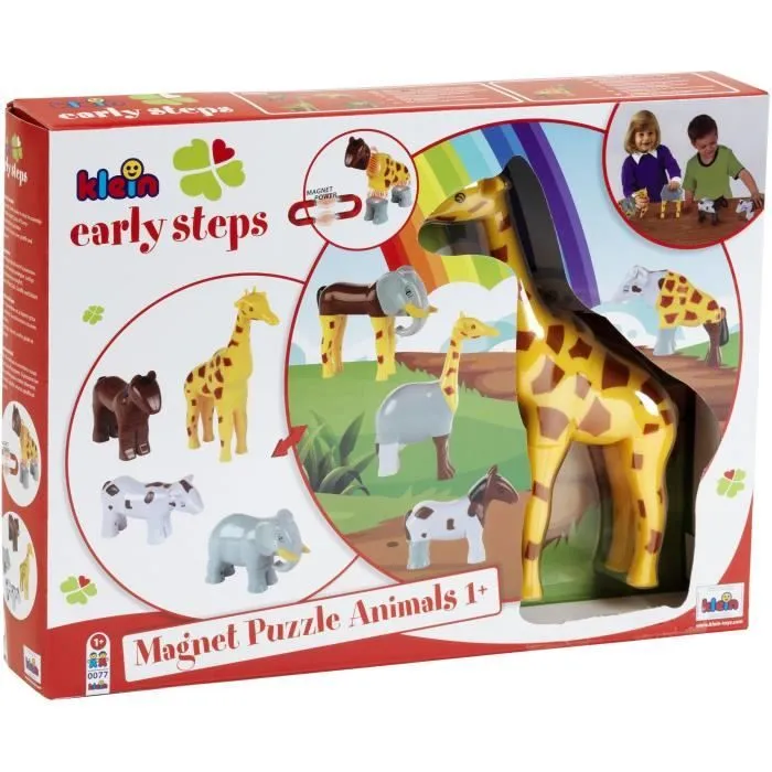 Animaux magnétiques - KLEIN - 0065 - 4 grands animaux Funny Puzzle, boîte ouverte - 16 pièces - Dès 12 mois-0